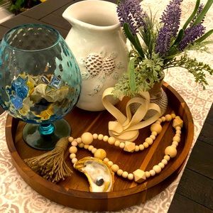 Handmade oyster shell wood bead tassel